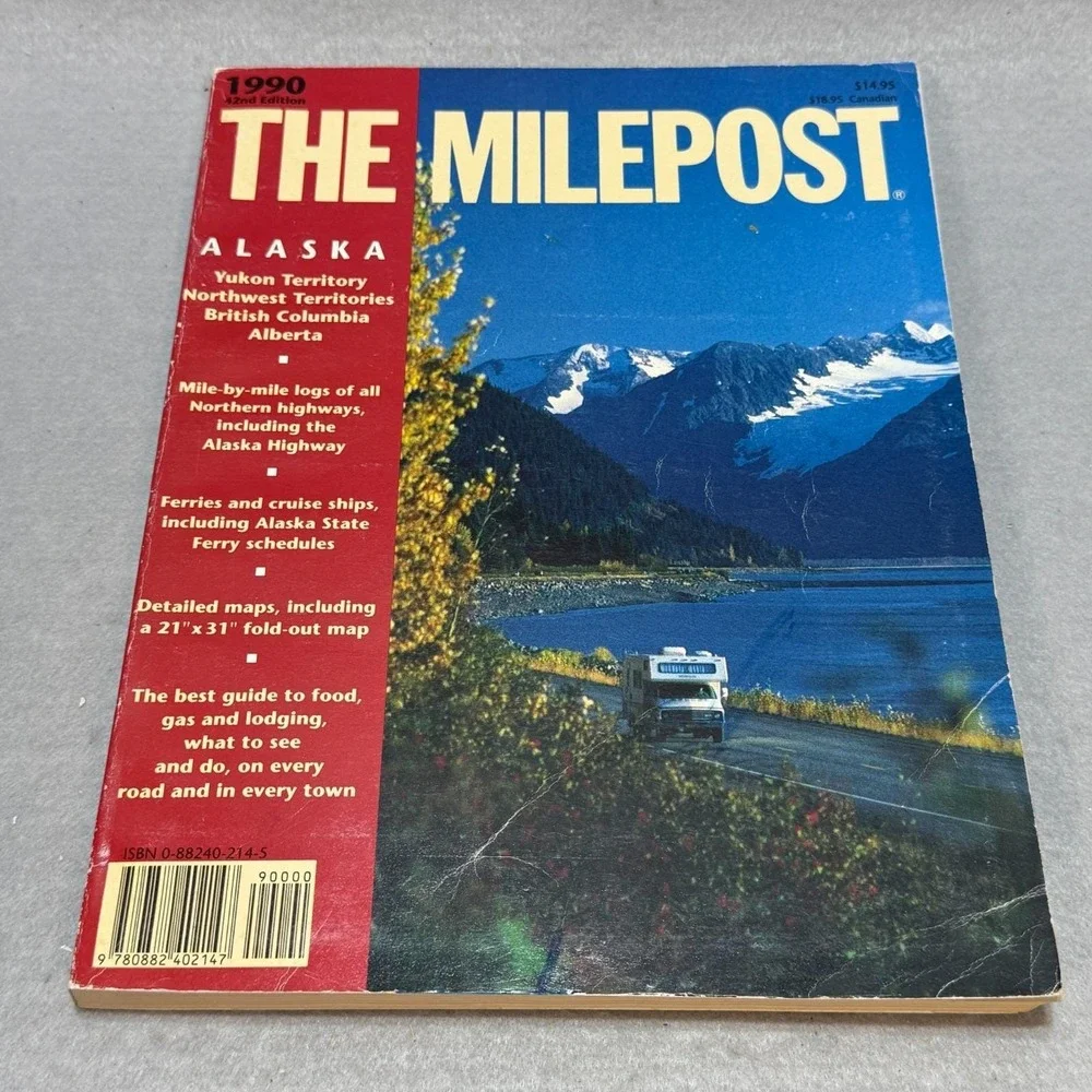 Vintage 1990 The Milepost 42nd Ed Alaska Highway RV Travel Guide Fold-Out Map